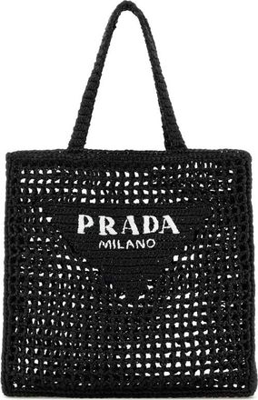 Prada Pink Raffia Shopping Bag