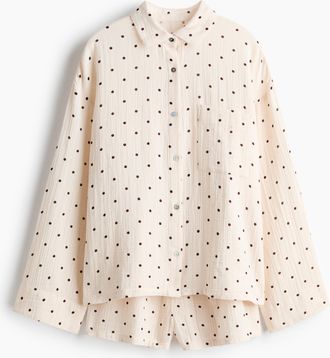 H&M Pyjama mit Oberteil und Shorts - Cremefarben/Polka Dots
