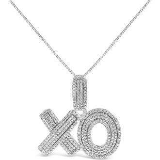 House of Brilliance Sterling Silver 1/4 Cttw Diamond Pav&eacute; XO Pendant Necklace at Nordstrom