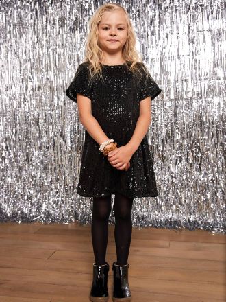 Envie de Fraise Mädchen Kleid mit Pailletten festliche Mama-Tochter-Capsule ENVIE DE FRAISE schwarz