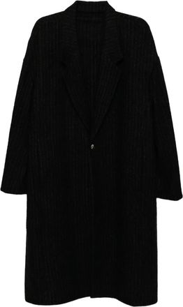Devoa Cappotto gessato - Nero