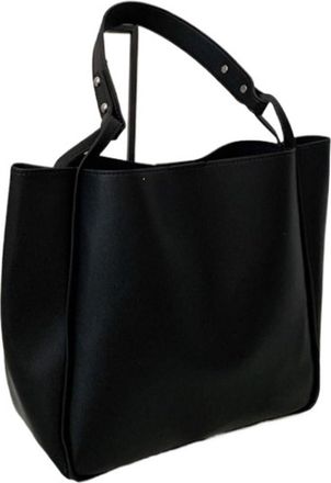 Generic Simple Women Bucket Shoulder Bags Solid Color Handbags Retro Large Capacity Tote