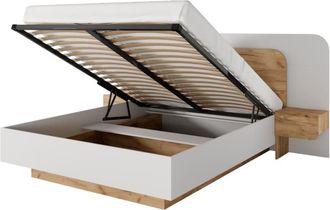 VENTE-UNIQUE.COM Cama con canapé abatible melamina color natural claro, blanco 160 x