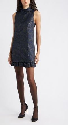 Chelsea28 Bow Back Floral Brocade Minidress in Navy Multi Brocade at Nordstrom Rack, Size X-Small