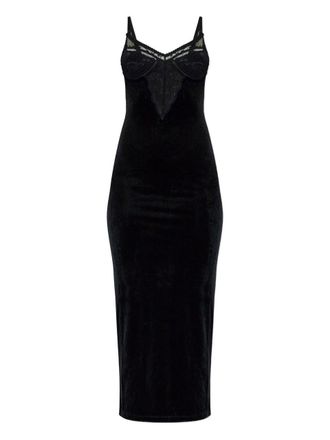 Self Portrait Black Velvet Strappy Midi Dress