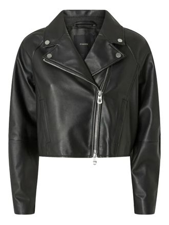 Pinko leather biker jacket - women - Sheepskin - 48 - Black