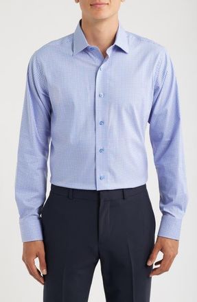Lorenzo Uomo Trim Fit Check Stretch Cotton Blend Dress Shirt in Light Blue/pink at Nordstrom, Size 18.5