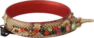 Dolce & Gabbana Beige Exotisch Leren Kristallen Schouderband