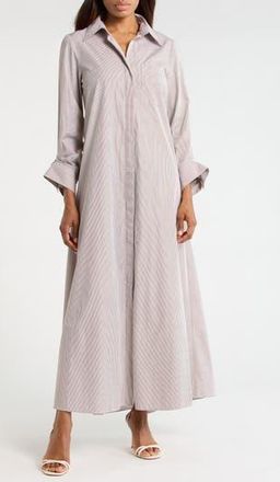 TWP Jennys Cotton Shirtdress in White/Chocolate at Nordstrom Rack, Size X-Small