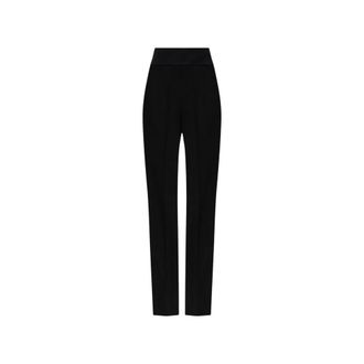 Valentino Garavani Wool Creased Broeken - Dames - Straight fit broeken - Zwart - S - Wol - Broeken
