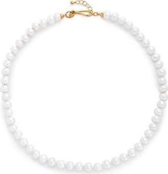 Monica Vinader Nomade Bold Pearl Necklace in 18K Gold Vermeil /Pearl at Nordstrom