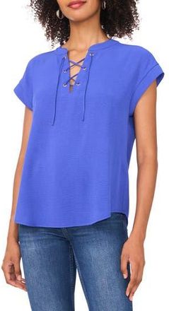 Vince Camuto Crinkle Lace-Up Top in Dazzling Blue at Nordstrom Rack, Size X-Small