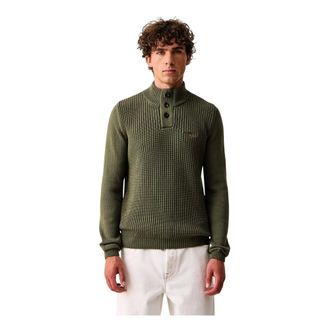 Aeronautica Truien & Vesten, Heren, Groen, L, Katoen, Trui met Halve Col