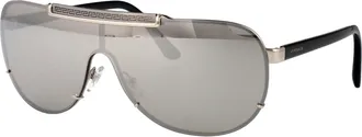 Versace 0VE2140 Visor-Style Silver Metal Sunglasses - Silver