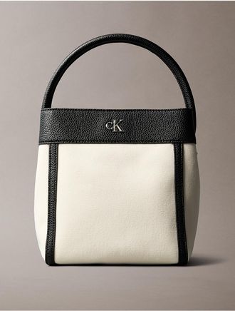 Calvin Klein Womens Monogram Canvas Bucket Bag - White