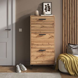 Vicco Mueble Zapatero Amber, Roble Wotan, 62 X 130 Cm Con 3 Compartimentos, Vicco