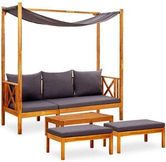 vidaXL Vidaxl - Banco De Jard&iacute;n Con Mesa Y Reposapi&eacute;s Madera De Acacia Macizoa