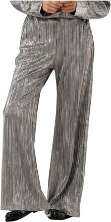 Suncoo Glamoureuze Zilveren Broek Jill - Dames - Wijde Broeken - Grijs - M - Polyester - Broeken