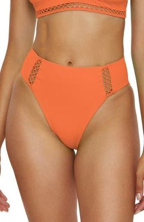 BECCA by Rebecca Virtue Modern Edge High Waist Bikini Bottoms in Coral Rose at Nordstrom Rack, Size X-Small
