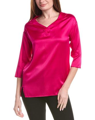 Fabiana Filippi Silk-Blend V-Neck 3/4 Sleeve Top