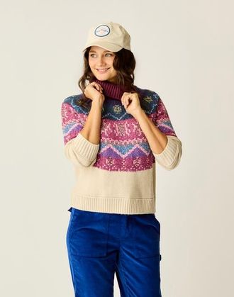 Carve Designs Neve Fairisle Turtleneck in Birch Fairisle at Nordstrom, Size X-Small