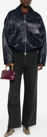 Khaite Leather Zip-Up Bomber Jacket - Womens - Cupro/Lambskin