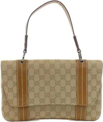 Gucci Pre-owned Shoulder Bags, female, Beige, Size: ONE SIZE Pre-owned Canvas gucci-bags