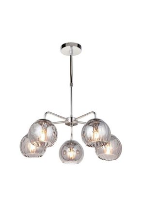 Netlighting Dimple Multi Arm Glass Pendant Ceiling Lamp Chrome Plate Smoked Mirror Glass in Grey