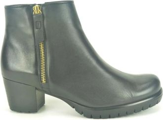 Gabor Zwarte Enkellaars met Rits - Dames - Laarzen met Hak - Zwart - 40 1/2 EU - Leer - Schoenen