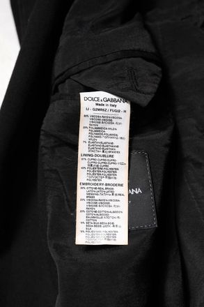 Dolce & Gabbana Black Viscose DG Crown Blazer Coat Mens Jacket (Pre-Owned)