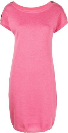 Saint Laurent short-sleeve knitted dress - women - Fabric - 38 - Pink