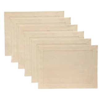 Solino Home Linen Placemats - Classic Hemstitch - Set of 6, 14 x 19 in Beige at Nordstrom, Size Medium