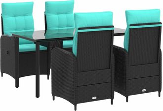 vidaXL Conjunto De Comedor De Jard&iacute;n 5 Uds. Negro Y Turquesa Vidaxl