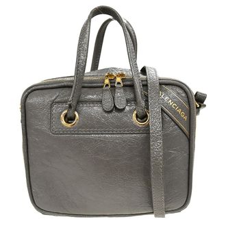 Balenciaga Blanket Square Bag Leather Gray Leather Handbag (Pre-Owned)