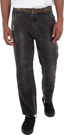 Balmain Biker Mid-Rise Denim Jeans, Waist Size 32