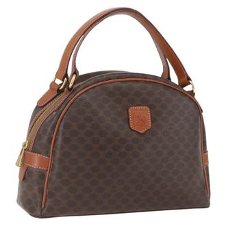 Celine Vintage Macadam Handbag Canvas And Leather Brown Canvas Handbag (Pre-Owned)