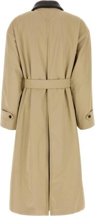 Bottega Veneta Womens Beige Cotton Trench Coat Sahara Exterior