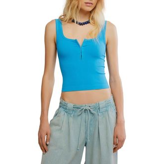 Free People Simply Soft Cotton Blend Tank in Breezy Blue at Nordstrom, Size X-Small