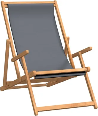 vidaXL Vidaxl - Silla De Playa Plegable De Madera Maciza De Teca Gris