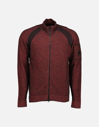 C.P. Company Mens Knitted Lens Zip Cardigan - Ketchup - Size: 34
