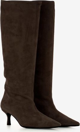 Stimm Stivali con tacco in camoscio testa di moro