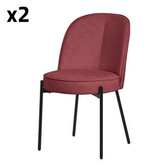 ML Design Set de 2 Sillas de comedor redondas rojas poli&eacute;ster con patas de metal