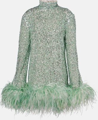 Taller Marmo Abito corto Gina con paillettes e piume