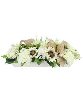 Creative Displays Inc. Handmade Sunflower Fall Arrangement In A Glass Ripple Vase