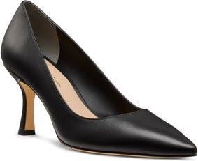 Stuart Weitzman Isla Leather Pump in Black /Black at Nordstrom Rack, Size 10.5