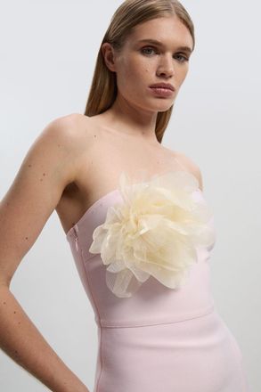 Karen Millen Womens Figure Form Bandage Rosette Knit Midi Dress - Pink - Size X-Small