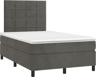 vidaXL Vidaxl - Cama Box Spring Colch&oacute;n Y Led Terciopelo Gris Oscuro 120x200 Cm