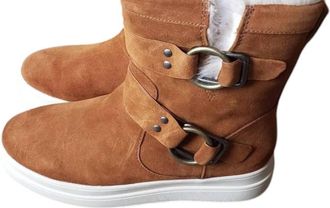 J/Slides Womens Nelly Waterproof Boot In Dark Brown Suede