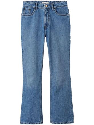 Miu Miu logo-embroidered flared jeans - Blue