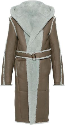 Rick Owens belted coat - men - Cotton/Lambskin - 48 - Brown